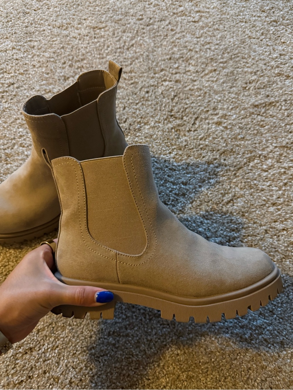 Old Navy Taupe Chelsea Lug Booties